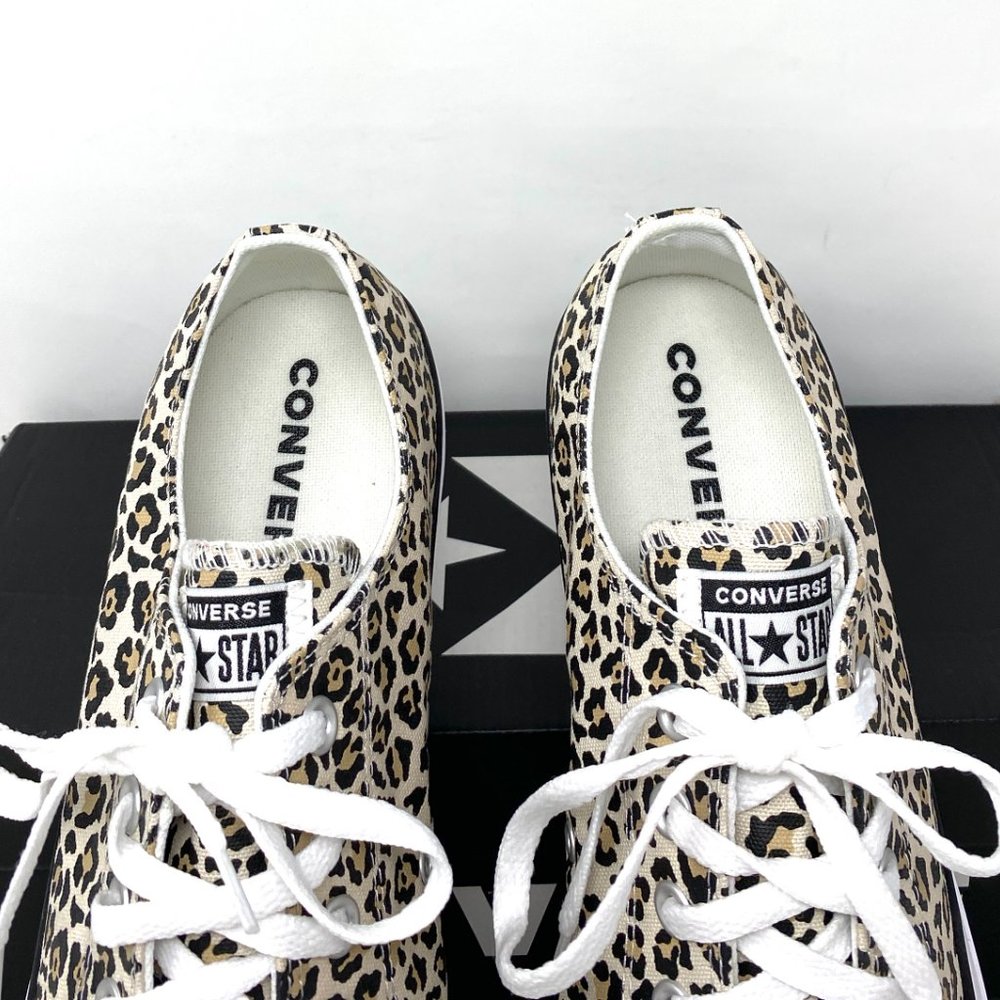 💖MEGA SALE💖Converse Ctas OX Men's Low Top Black White Leopard Canvas 166260F - Picture 5 of 10